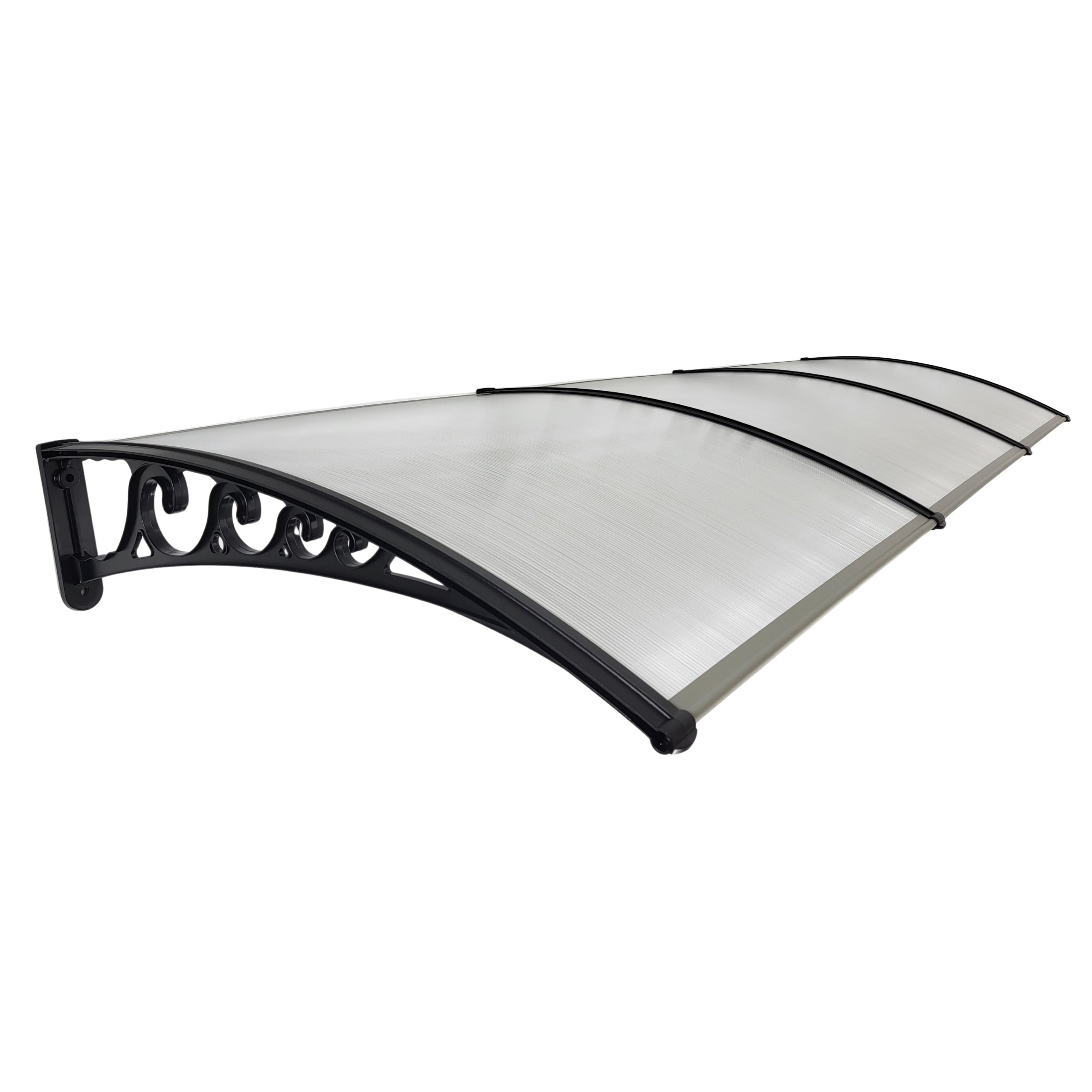 Daszek Klasyczny 300x120 Bezbarwny Poliwęglan | Czarne Wsporniki